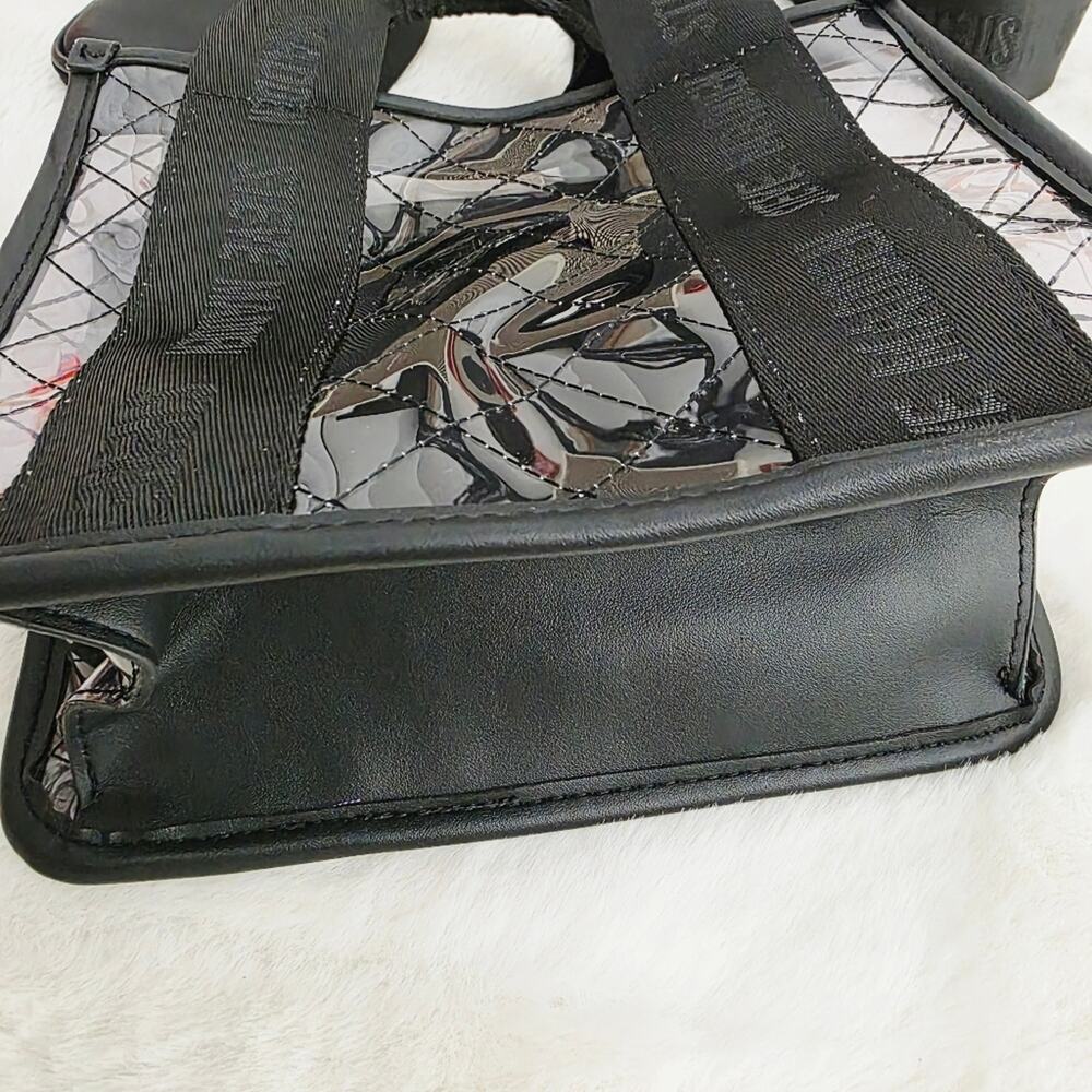 Steve Madden Clear Satchel Tote Bag Crossbody Black Logo Strap NEW - Picture 11 of 11